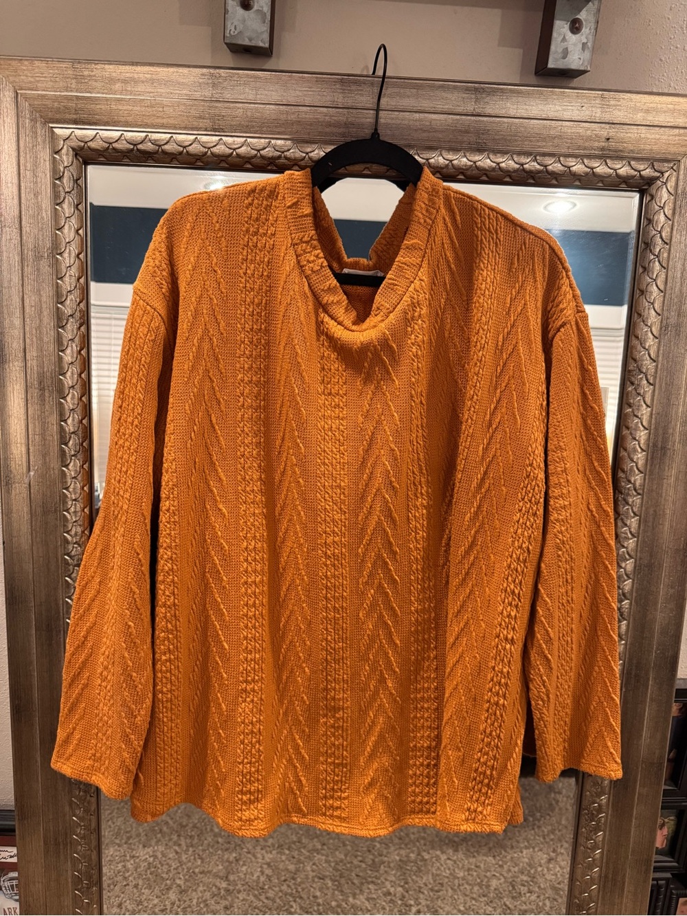 First Love Burnt Orange Cable Knit Pullover